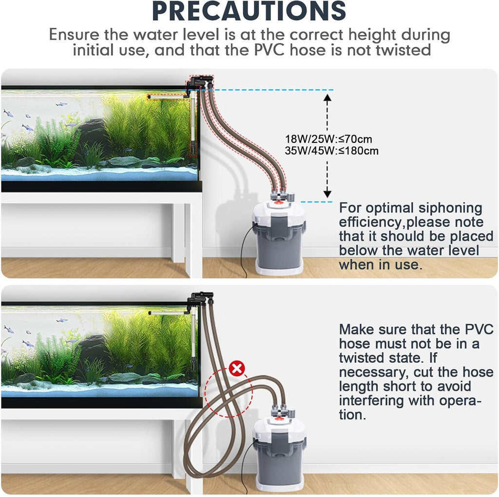 fishkeeper 528GPH Canister Filter, 3-Stage Filtration Aquarium Filter with Quartz Balls and Filter Cotton, Ultra-Quiet External Aquarium Canister Filter for Freshwater and Saltwater up to 150Gal (35W)