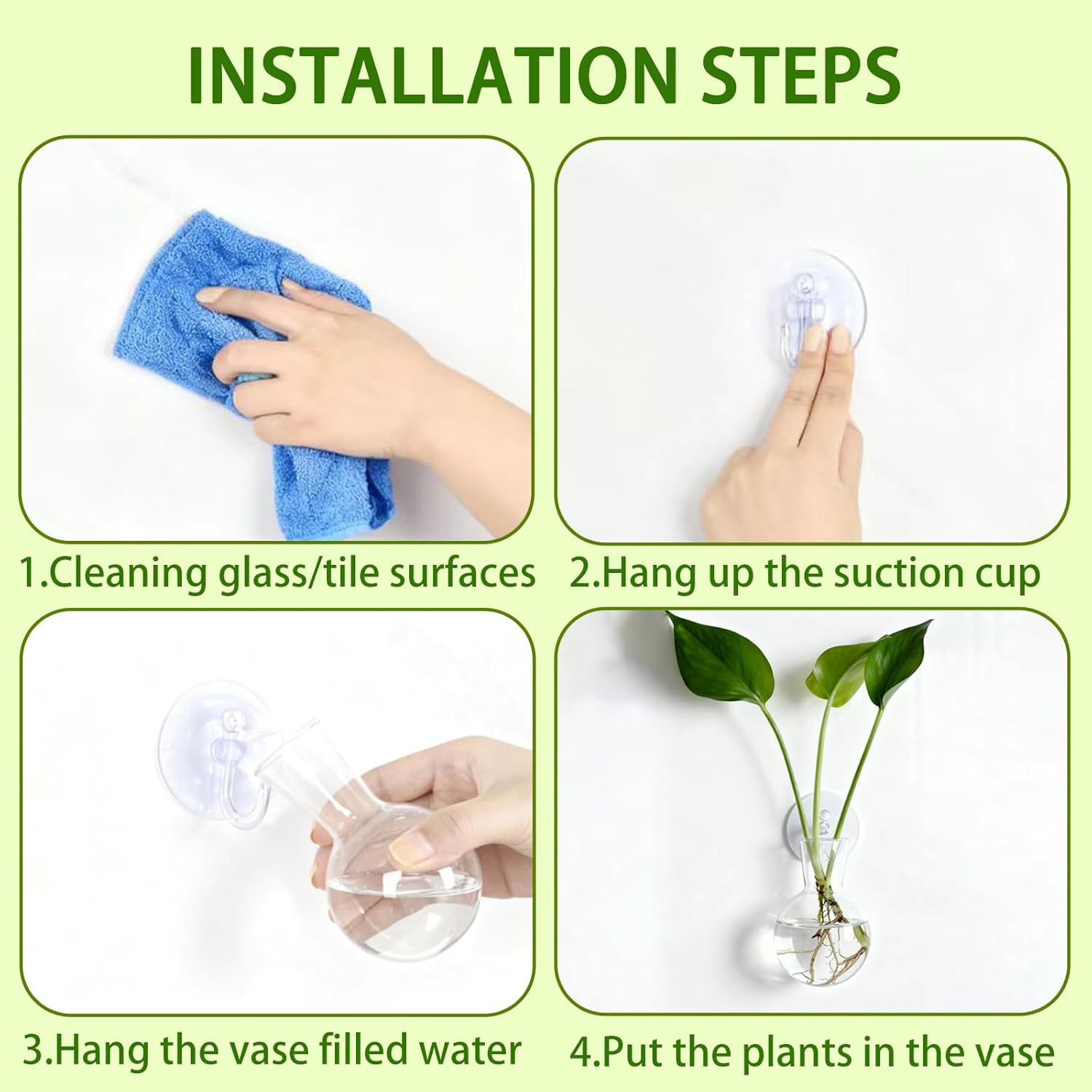 Window Propagation Stations, Bulb Vase with Suckion Cups Hooks, Easy to Install Window Hanging Planter, Glass Terrarium Planters for Water Plant Propagation & Rooting Cuttings (9)