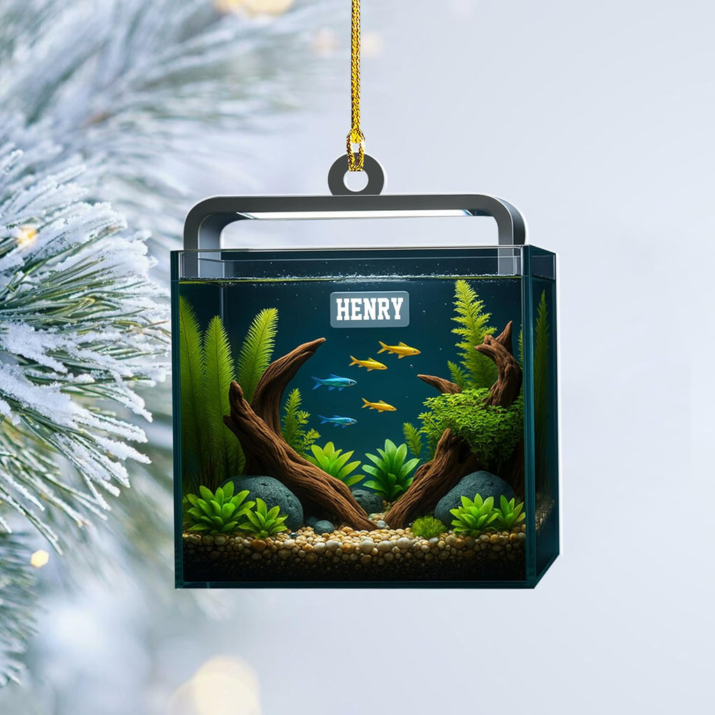 Personalized Aquarium Fish Tank Christmas Ornament 2025, Custom Name Clownfish Holiday Tree Decoration, Unique Keepsake Gift for Fish Lovers, Pet Owners, Kids, Aquarists (ON6)