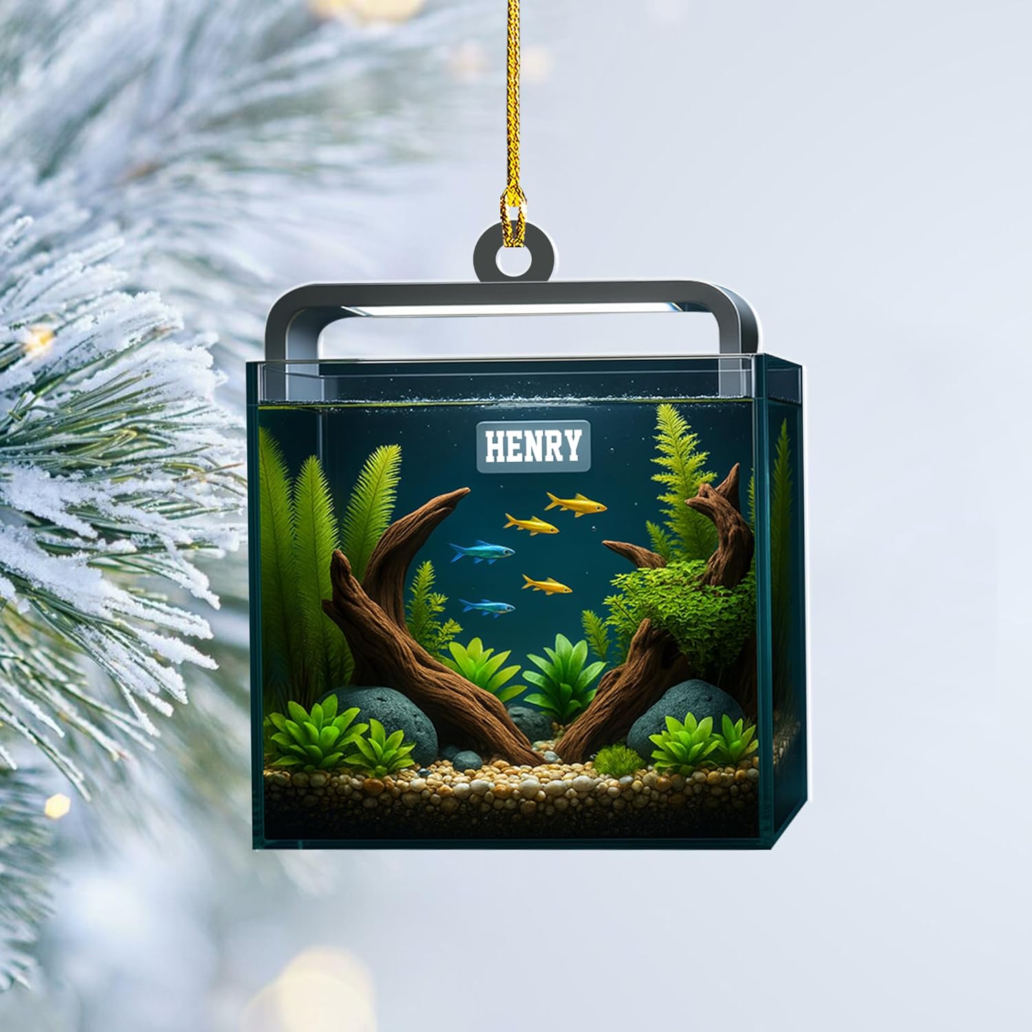 Personalized Aquarium Fish Tank Christmas Ornament 2025, Custom Name Clownfish Holiday Tree Decoration, Unique Keepsake Gift for Fish Lovers, Pet Owners, Kids, Aquarists (ON6)
