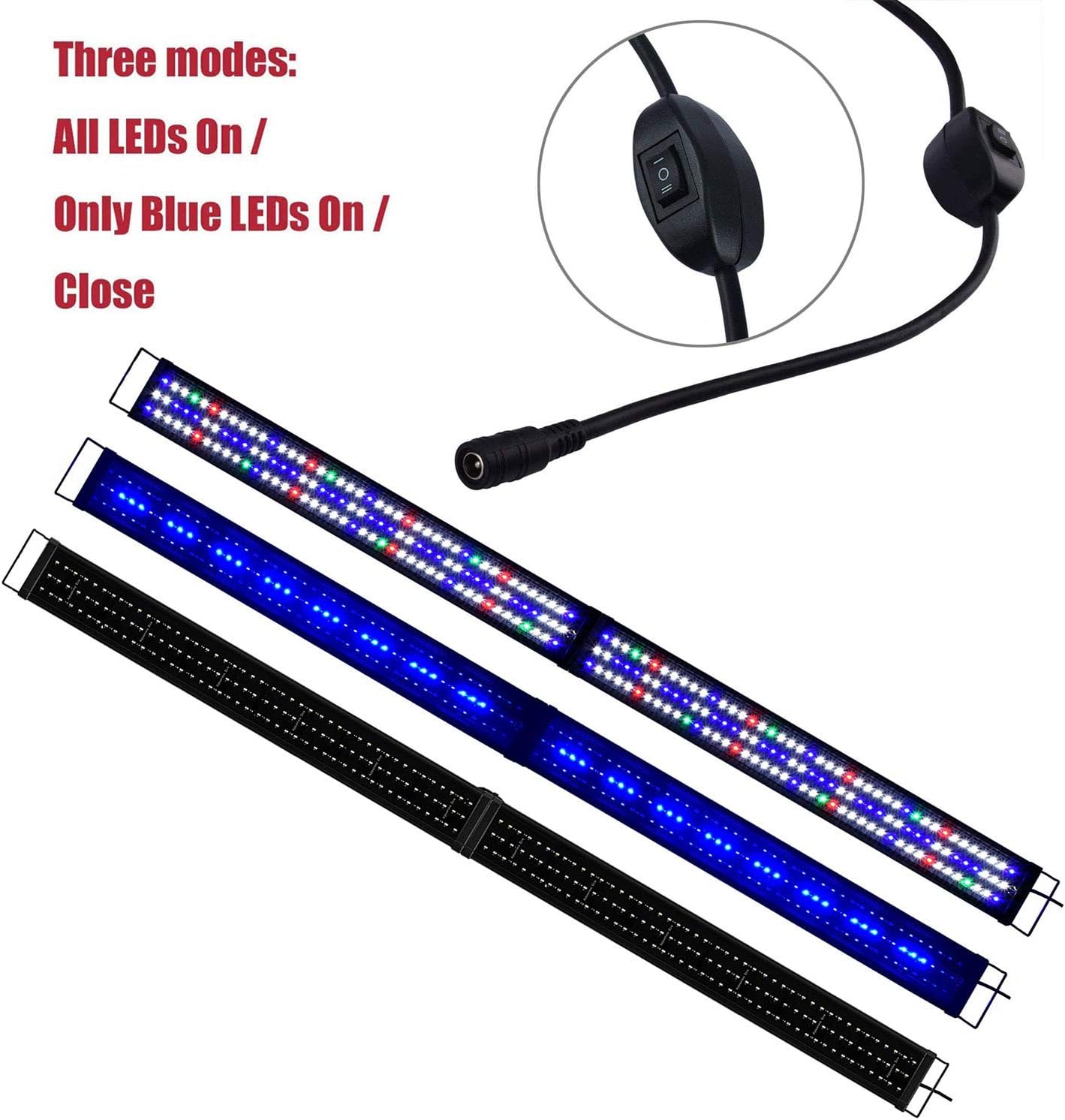 KZKR Upgraded Aquarium Light LED Full Spectrum 72-84 inch Hood Lamp for Freshwater Marine Plant 180-210 cm Multi-Color Decorations Fish Tank Light
