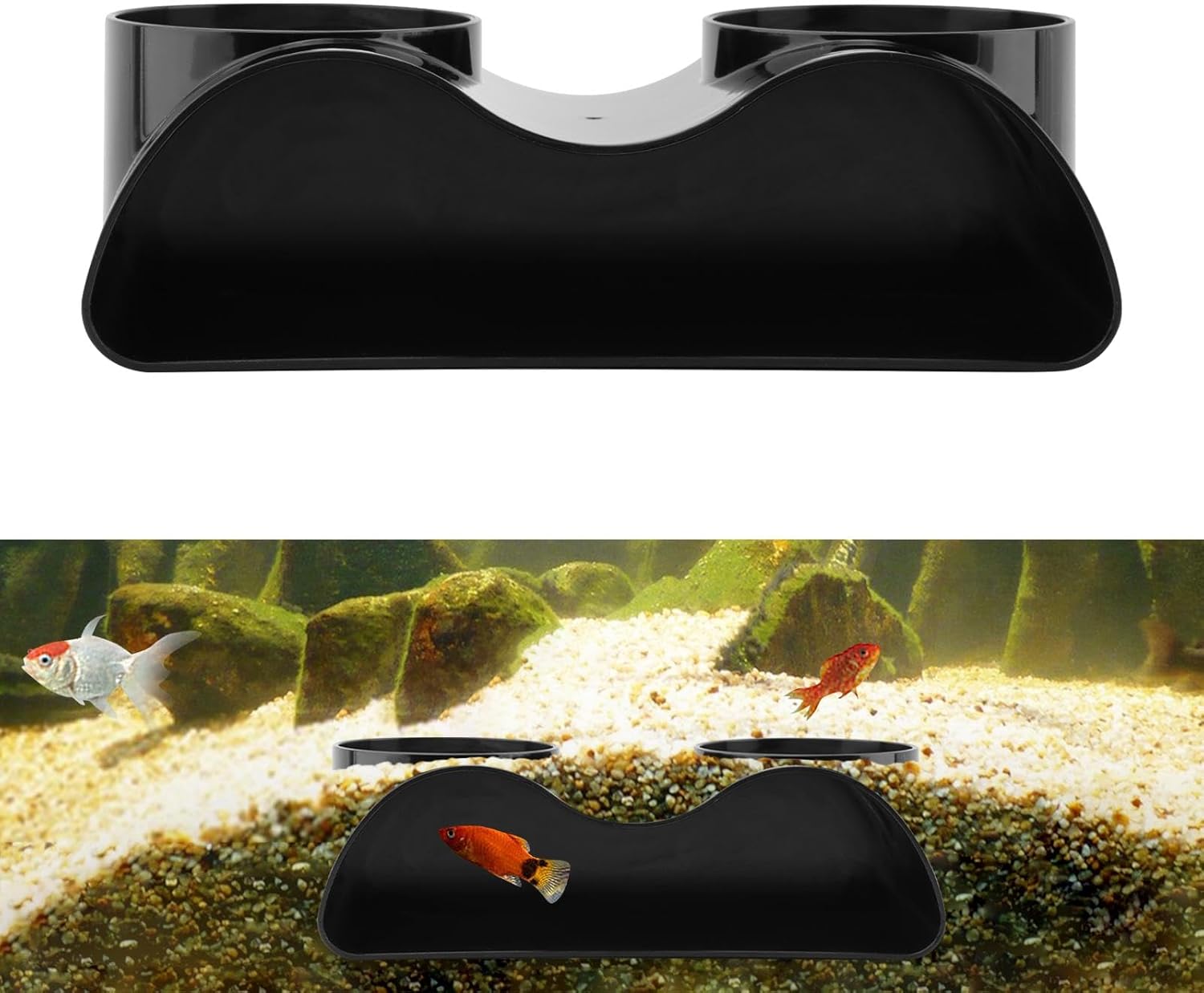 Aquarium Cave - 2-Hole Underground Tunnel | Under Gravel Fish Hideout | Fish Tank Decor for Corydora/Pleco, Ideal for Breeding & Viewing Shrimp