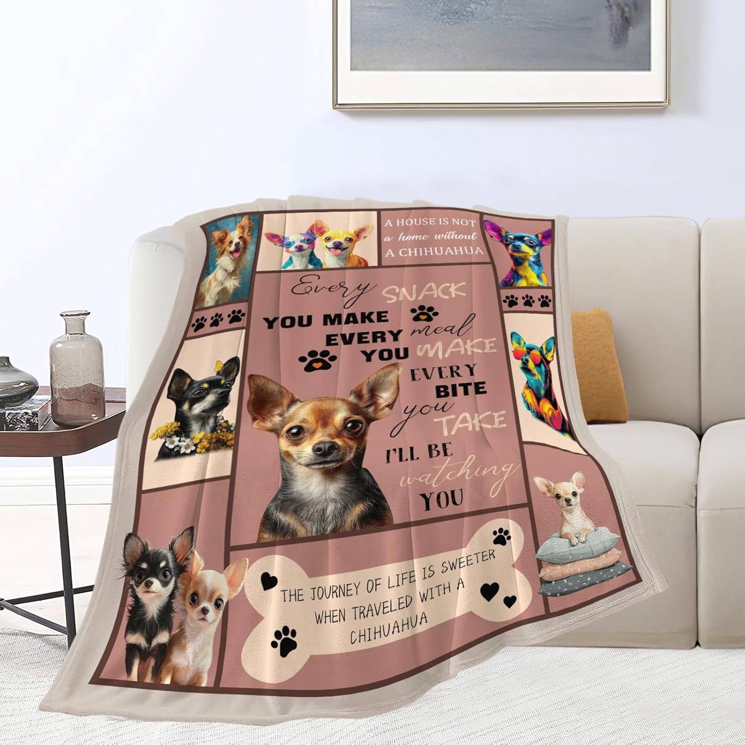 Chihuahua Throw Blanket Chihuahua Puppy Stuff Gifts for Dog Lover Kids Girls Boys Adults Women Men Soft Cozy Warm Plush Fluffy Fuzzy Fleece Blanket Decor 40''X50''