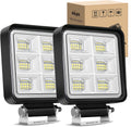Nilight LED Tractor Lights LED Pods Square 2PCS 4 Inch 64LEDs Flood Bar Fog Driving Work Lighting for Truck Off Road Vehicles ATV UTV Boat