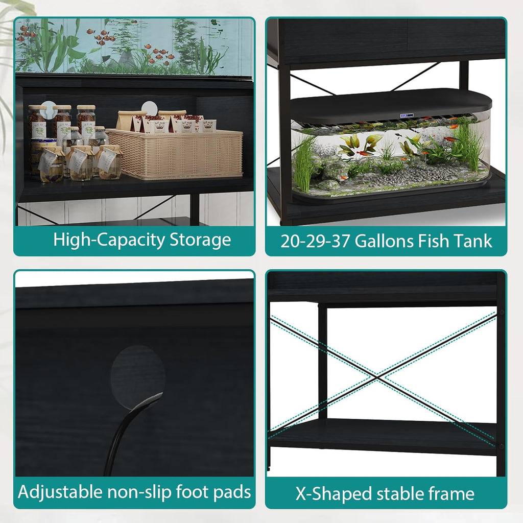 TFK 20-29-37 Gallon Fish Tank Stand, Aquarium Stand with Cabinet Storage for Aquarium Stand, Cabinet for Fish Tank Accessories Storage, Heavy Duty Tank Stand for Home Office Turtle Reptile Tank Stand