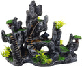 Aquarium Ornaments View Mountain,Fish Tank Decorations Resin Rock Landscape Artificial Stone Aquarium Decor with Plant Cave for Small Fish Shrimp