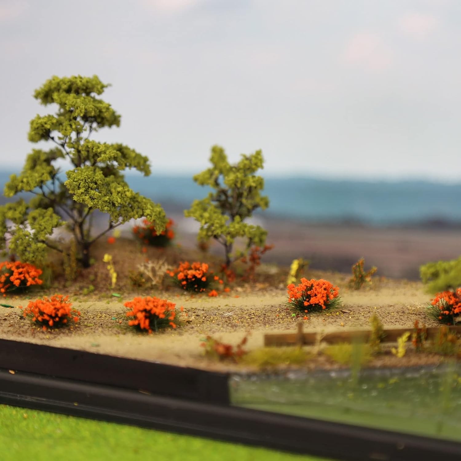 Miniature Vegetation Bushy Shrubs Tuft Flowers with Model Bases War Game DIY Railway Terrain Scenery (H)