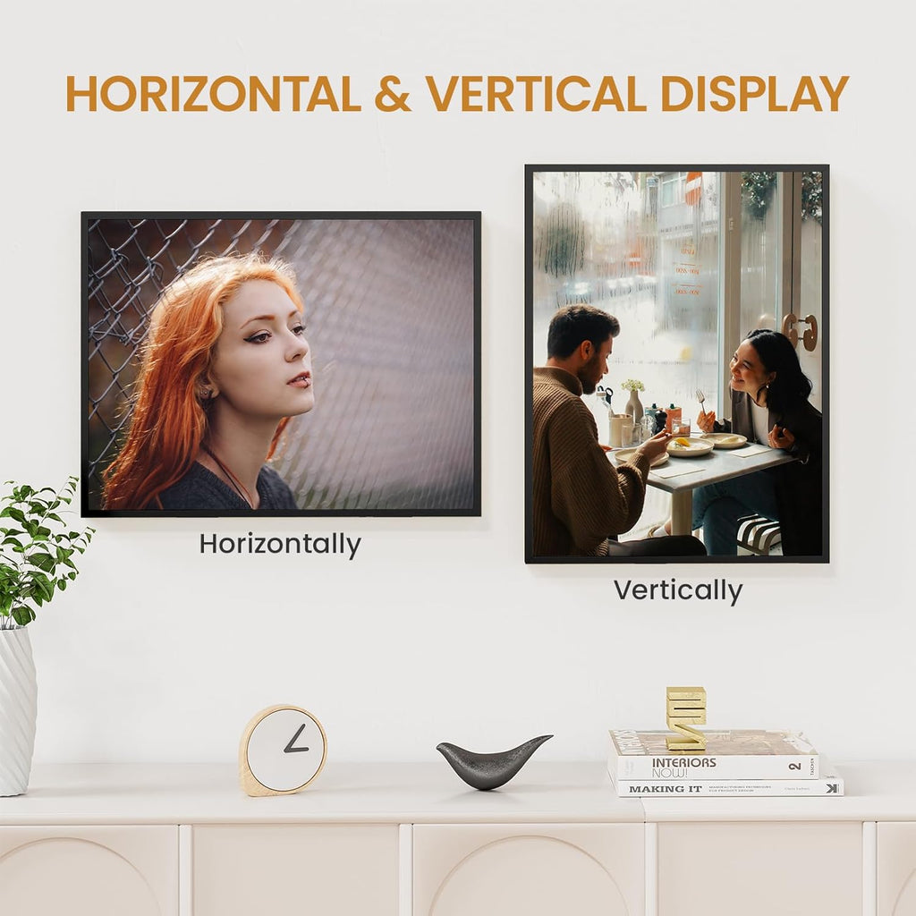 13x17 Aluminum Metal Picture Frame,Tempered Glass Black Photo Frame 13x17 for Family Photo,Posters,Art,Document to Wall Mount Horizontally or Vertically