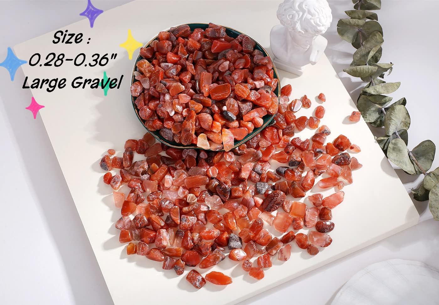 Red Carnelian Crystal Polished Rocks 0.3-0.4" Tumbled Reddish Brown Agate Stones Chips Quartz Stone Crushed Healing Crystals Natural Gem Home Decoration Aquarium Plants Vase Filler Ornament 0.6lbs