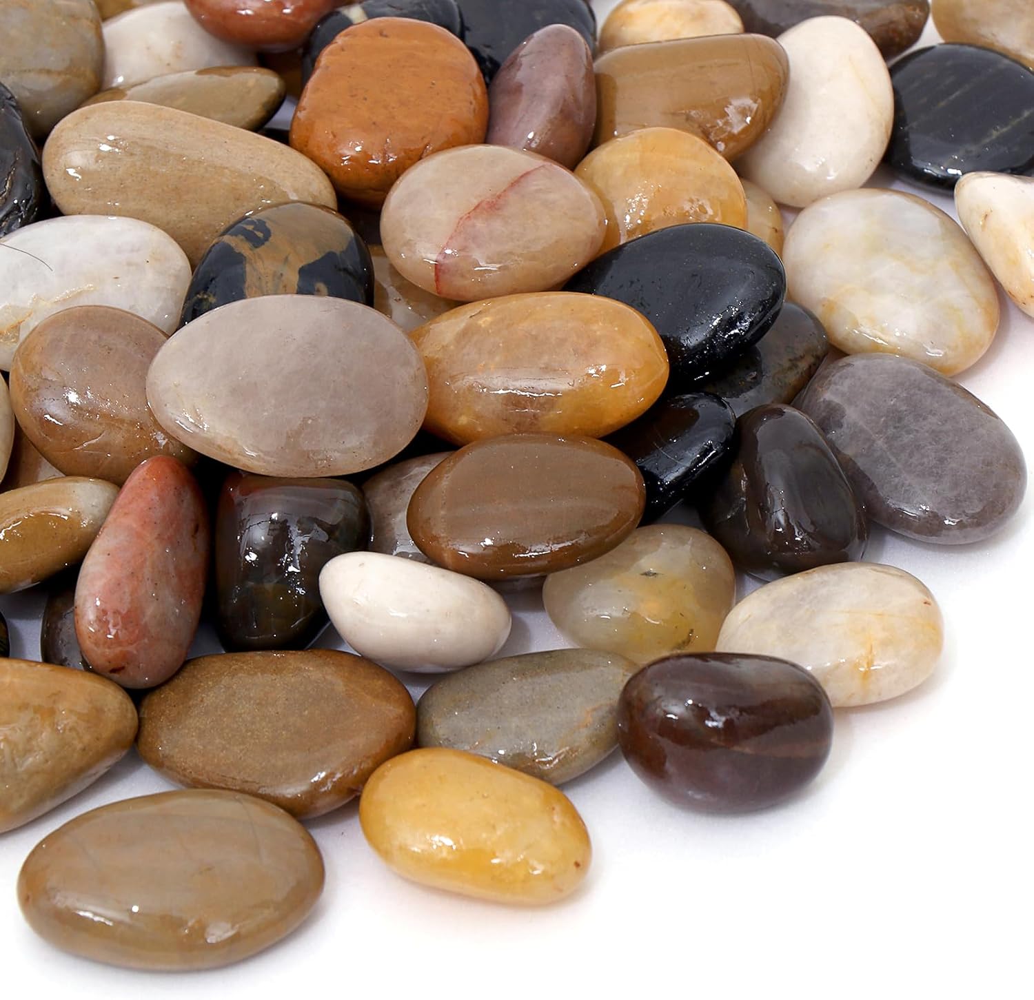 Calofulston 30LB River Rocks for Plants, Decorative Polished Stones for Garden Landscaping, Planters, Indoor and Outdoor Decor, Mixed Color, 1-1 3/4 Inch
