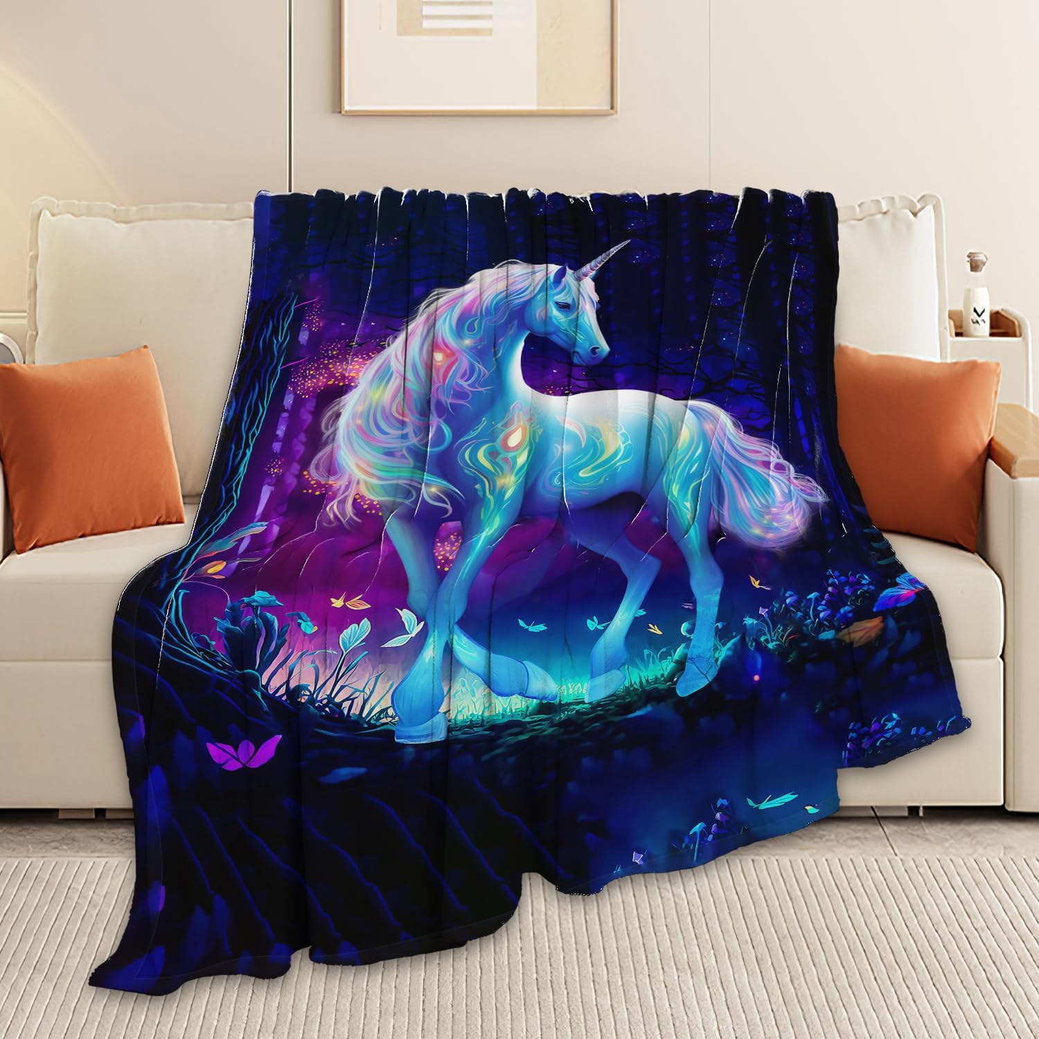 Unicorn Blanket Unicorn Throw Blanket Gifts for Girls Women Kids Adults Super Soft Cozy Plush Fluffy Fuzzy Fleece Blanket Home Decor 40''X50''