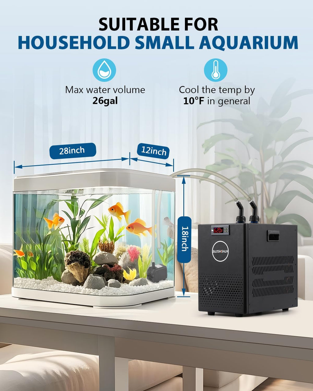 BAOSHISHAN Aquarium Chiller 26gal Aquarium Cooler 1/13 HP Water Chiller for Aquarium with Compressor Refrigeration Quiet Design Chiller for Fish Tank Axolotl
