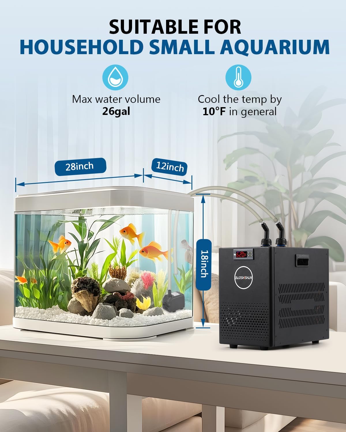 BAOSHISHAN Aquarium Chiller 26gal Aquarium Cooler 1/13 HP Water Chiller for Aquarium with Compressor Refrigeration Quiet Design Chiller for Fish Tank Axolotl