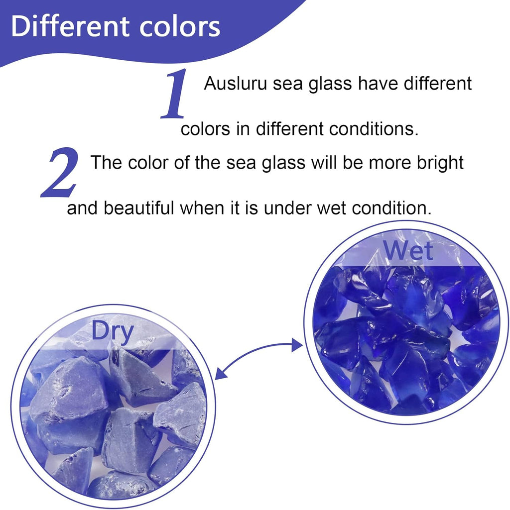 5LB Frosted Sea Glass Vase fillers Crushed Glass, Sea Glass Decor Ideal for Christmas DIY Craft, Aquarium Gravels, Home Decor Crushed Sea Glass Pieces for Beach Wedding, 0.7-3 Inch Cobalt