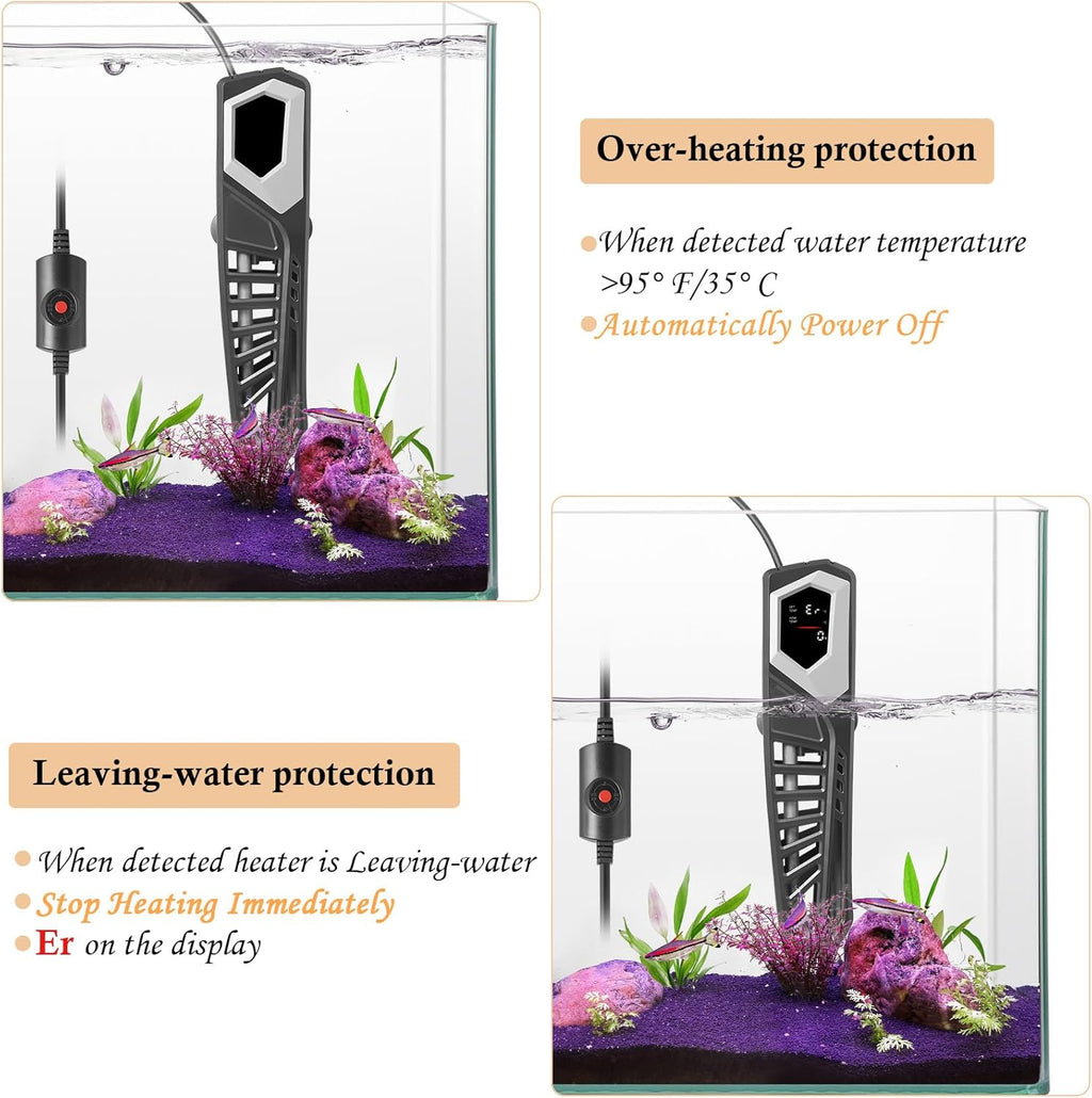 HITOP 600W Titanium Aquarium Heater: Digital Fish Tank Heater with External Controller, Submersible Aquarium Heater with Over-Temperature Protection for Saltwater and Freshwater 75-150Gallon