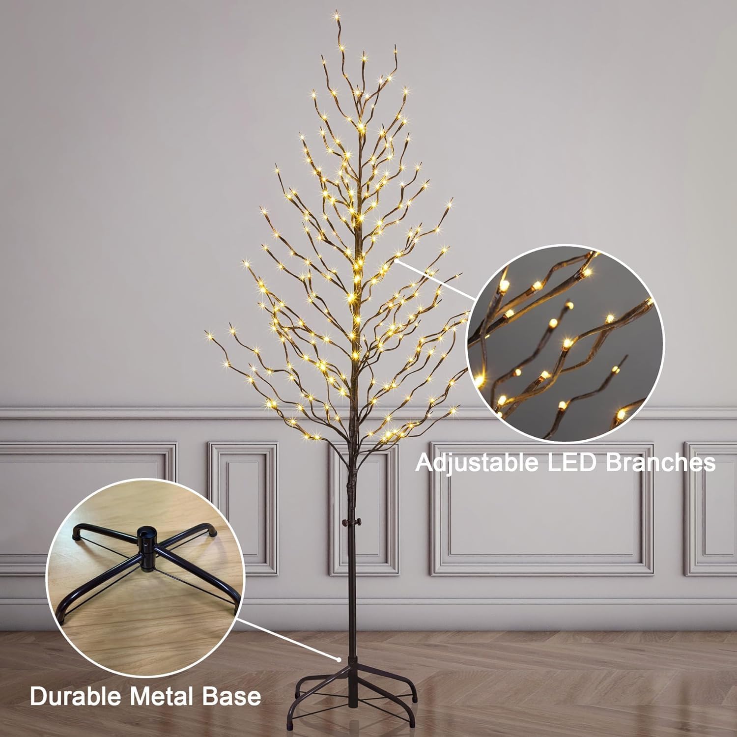 LIGHTSHARE 6FT 240L LED Star Light Tree, for Home Festival Party Christmas, Indoor and Outdoor Use, Warm White