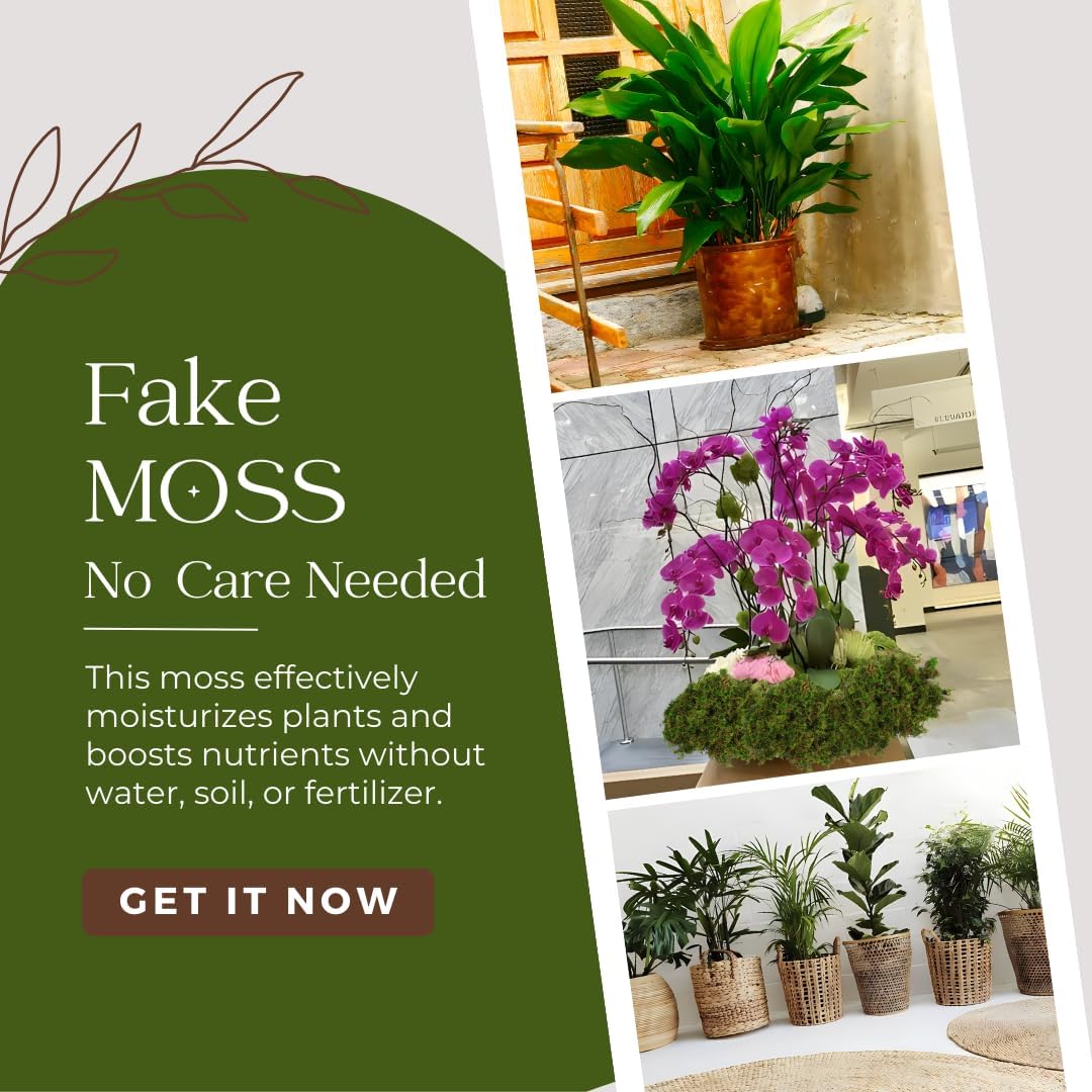 BYHER Fake Moss for Plants Indoor, 16OZ Green Moss for Crafts, Artificial Moss for Faux Plant Fairy Garden Table Centerpieces Wedding Decor,1LBS Fresh Green Craft Moss