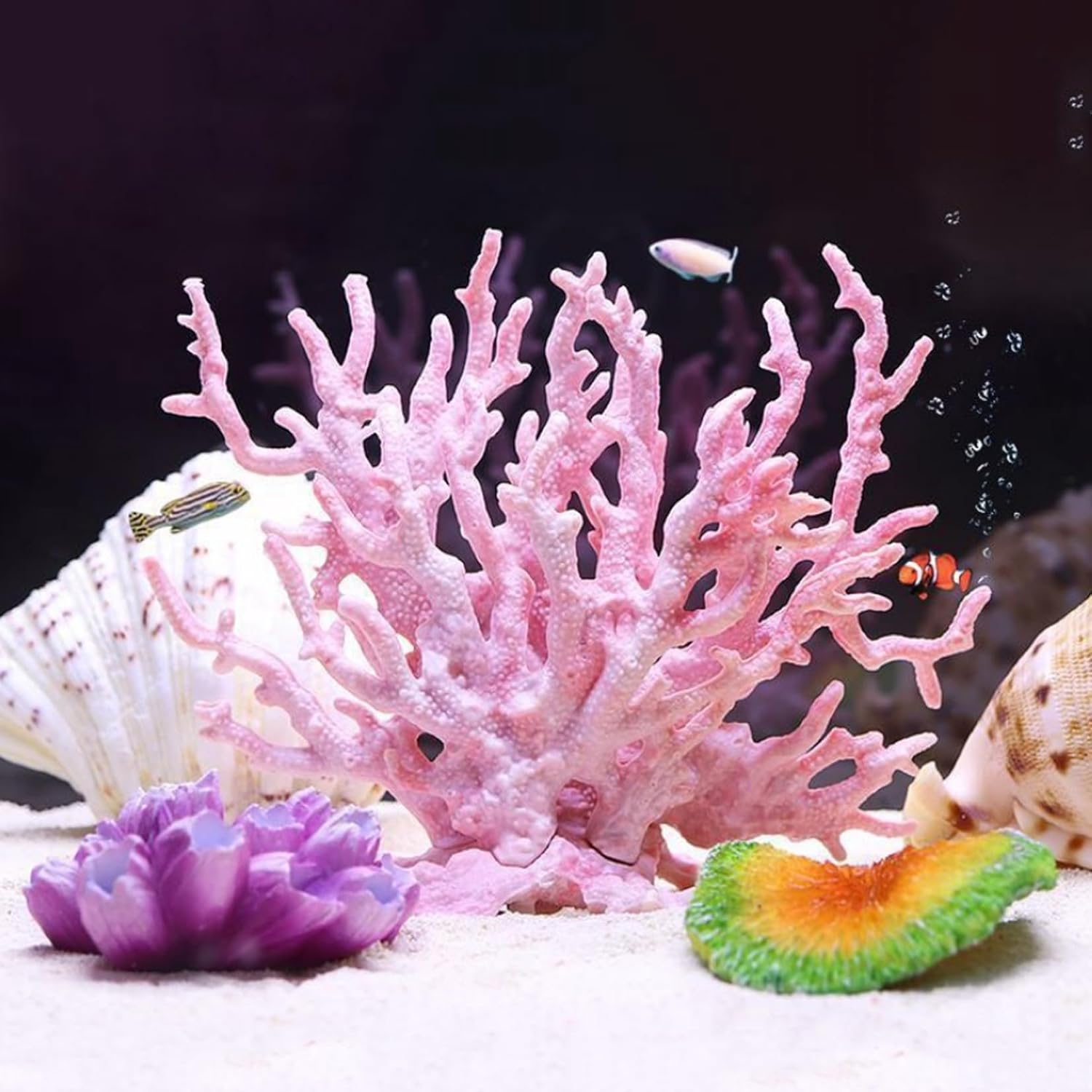 PENCK Aquarium Decorations Resin Reef Tank Decor Accessories Fake Coral Fish Tank Ornaments (Pink)
