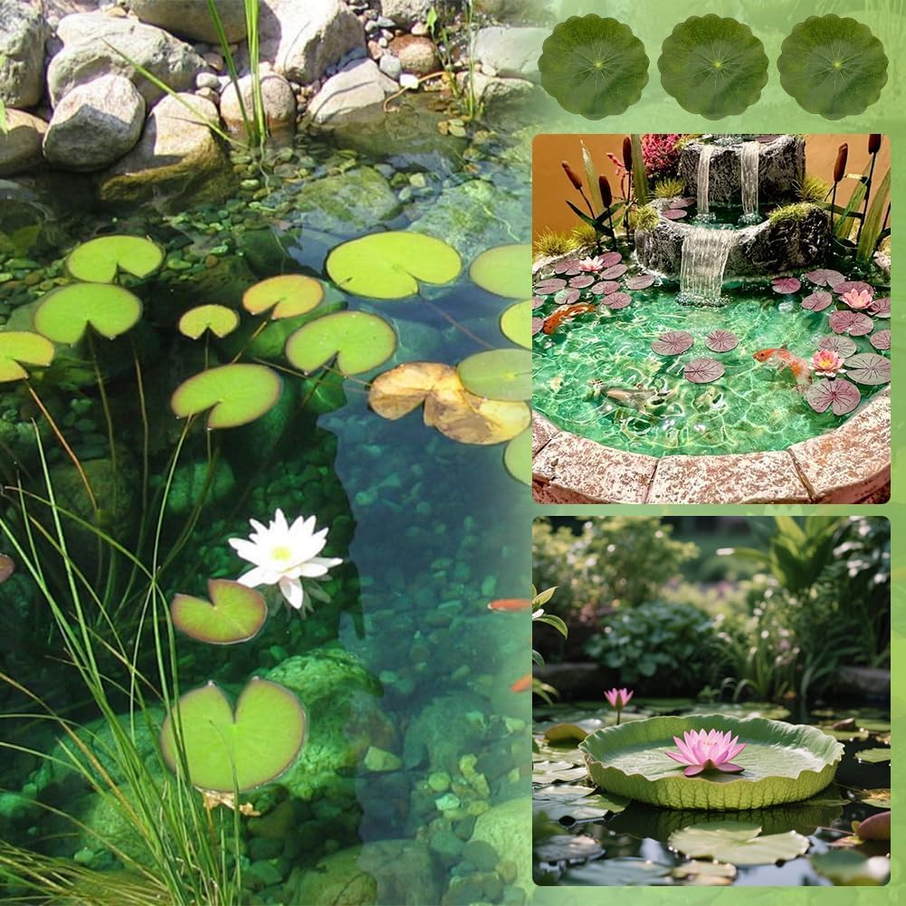 30PCS Artificial Water Lily Leaves,Small Realistic Floating Water Lily Pads, Pond Plant Lotus Leaves Suitable for Fish Tank,Terraces,Pool,Aquarium Decoration(2.56inch)