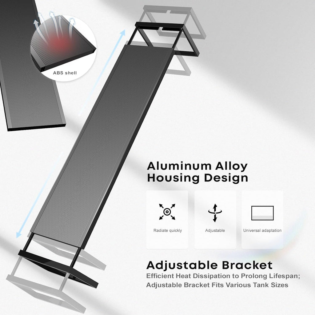 MagTool Brite Series Auto Aquarium LED Light with App-Controlled RGB+W LEDs, ADA Style Extendable Bracket, Supports Custom Sunrise/Sunset Colors in Manual/Auto/Custom Modes (Brite 60)