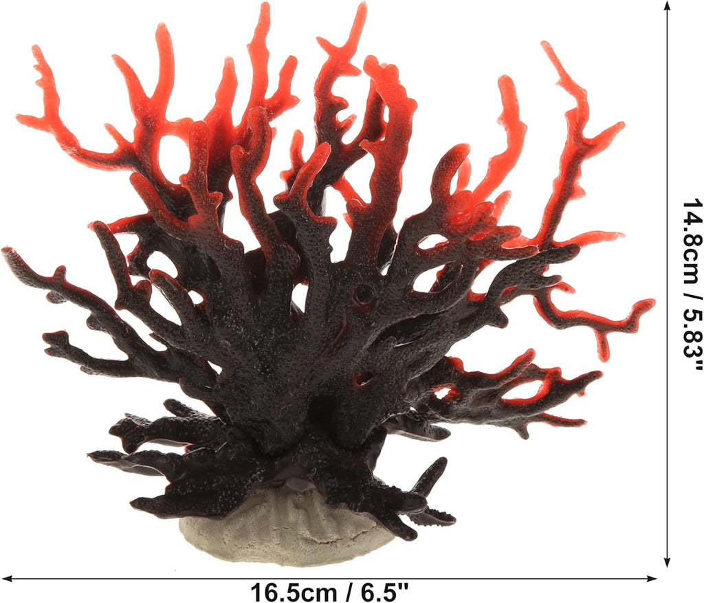 VOCOSTE Coral Reef Decor, Mini Faux Coral Decor for Aquarium Decorations, Black Red,6.5"x5.83"
