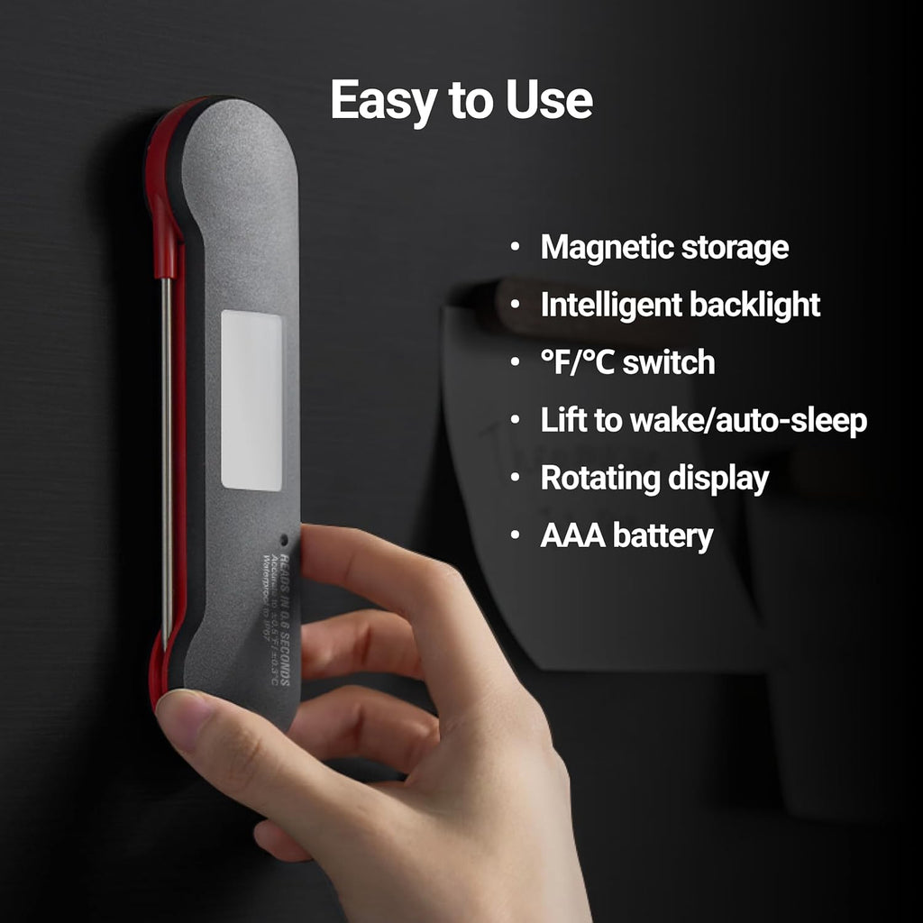 ThermoMaven Professional Meat Thermometer Digital, 0.6 Sec Instant Read, ±0.5℉ NIST Certified Accuracy, IP67 Waterproof, Bright Backlit, Temperature Indicator for Grill, BBQ, Smoker