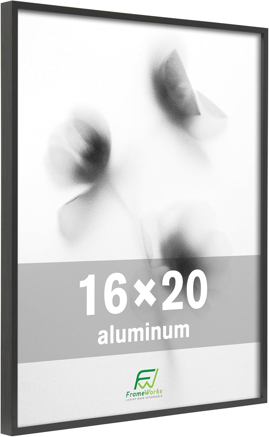 FrameWorks 16x20 Brushed Aluminum Poster Frames – Modern Brushed Metal Design w/Shatterproof Plexiglass, Perfect for Posters, Artwork, Paintings, Wall Displays – Home or Office Decor, Black - 1 Pack