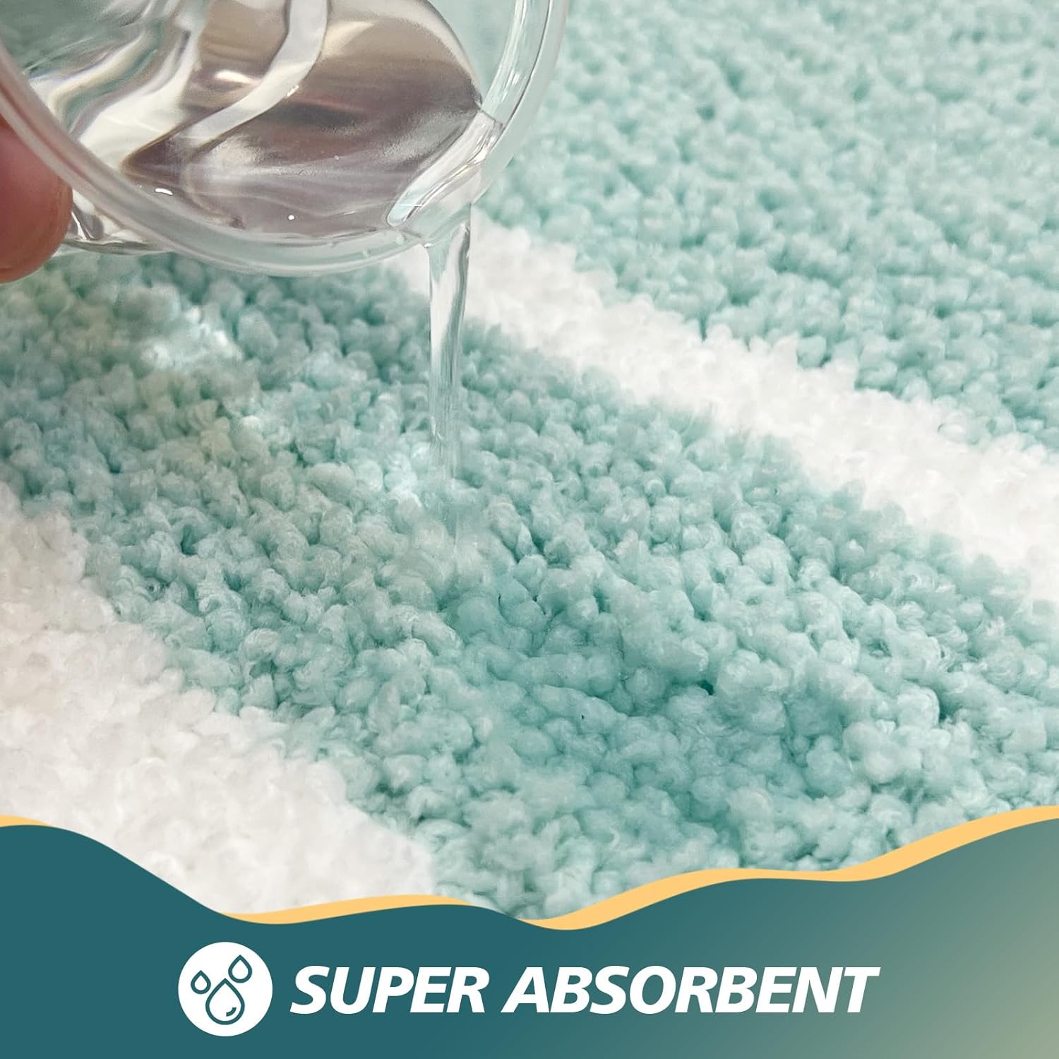 Beach Bathroom Rugs Soft Absorbent Ocean Wave Bath Mat with Non-Slip Backing Coastal Decor for Bathroom Kitchen Entryway, Blue Sea Design with Starfish Shells Pattern Bath Decor (D, 20"x32")