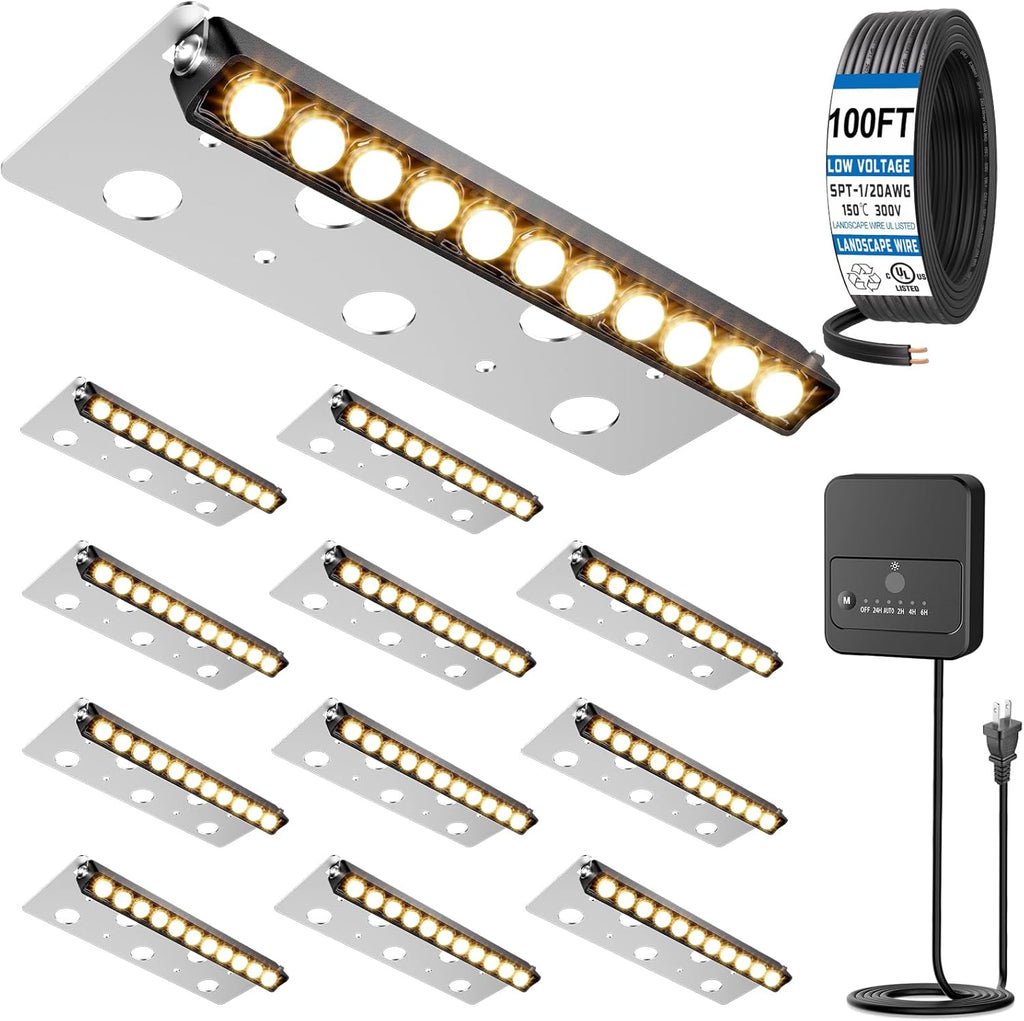 ZZXX 12W Retaining Wall Lights LED Hardscape Lighting Low Voltage Step Lights Warm White Waterproof Outdoor LED Landscape Lighting for Front Door Yard Garage Deck Step with Photocell Sensor 7.8 Inch
