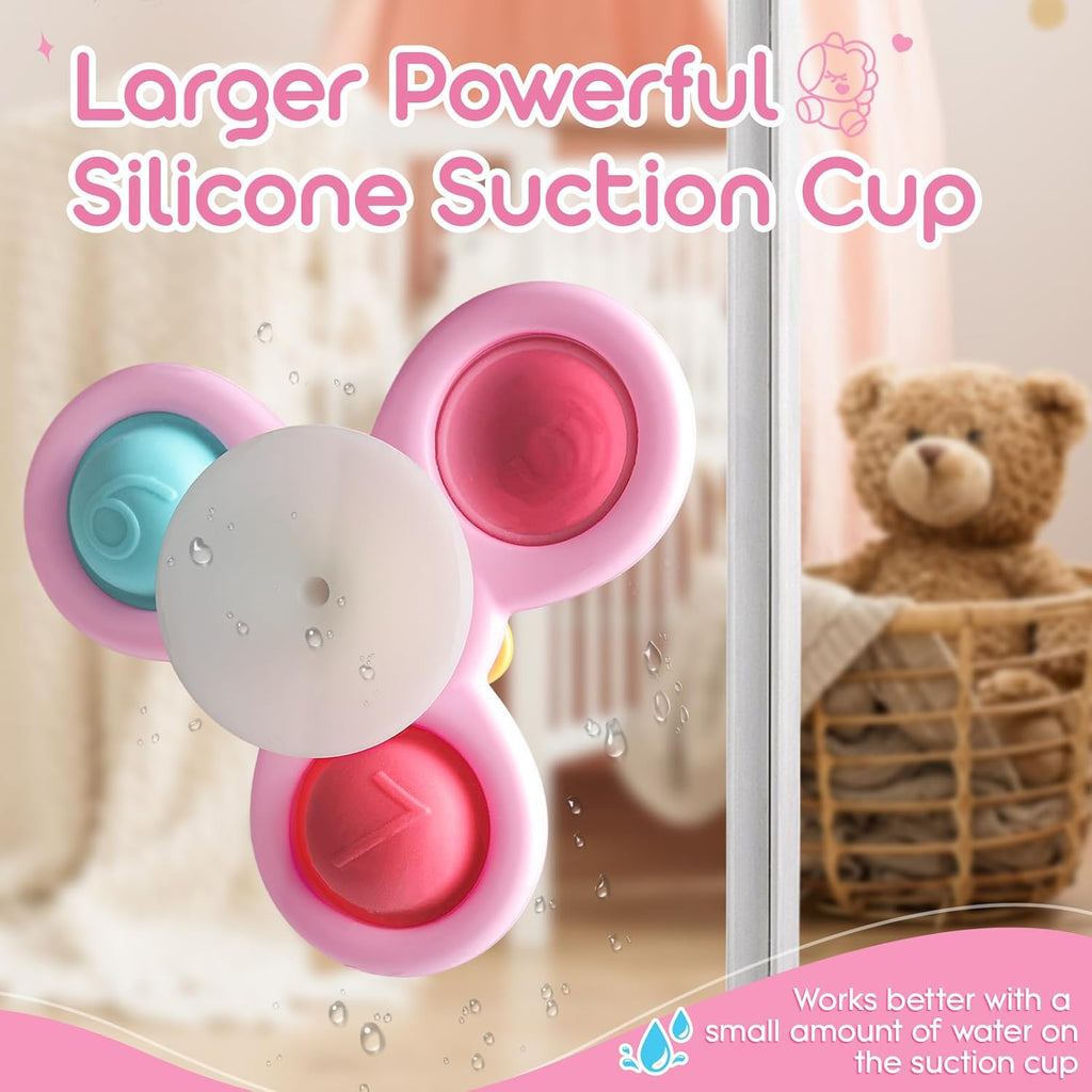 ALASOU 3PCS Pop Suction Cup Spinner Toys for 1 Year Old Boy Girl|Novelty Spinning Tops Toddler Stocking Stuffers|Baby Bath Toy for Kids Ages 1-3|1 Year Old Boy Christmas Birthday Gift for Infant