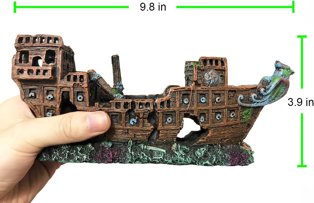 SLOCME Aquarium Pirate Ship Decorations Fish Tank Ornaments - Resin Material Shipwreck Decorations, Eco-Friendly for Freshwater Saltwater Aquarium Sunken Ship Accessories