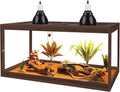 PROLEE Bearded Dragon Tank,60 Gallon Reptile Tank with Meatl Mesh Roof and Front Sliding Door, Anti-Scratch Lizard Tank,Spacious Reptile Enclosure for Snakes,Lguanas, Chameleons(Walnut)