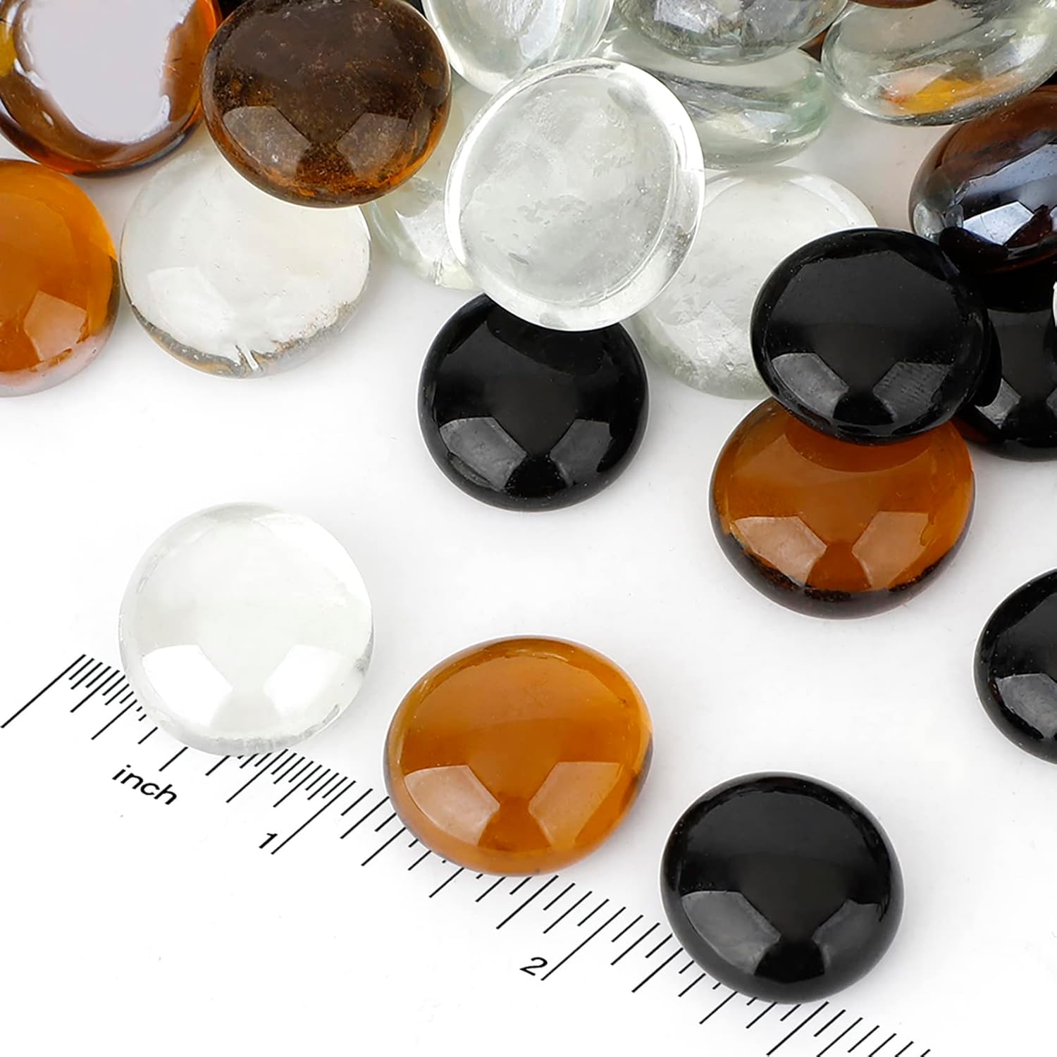 Skyflame 10-Pound Blended Fire Glass Beads for Fire Pit Fireplace Landscaping, 1/2-Inch Onyx Black, Crystal Ice, Caramel Luster