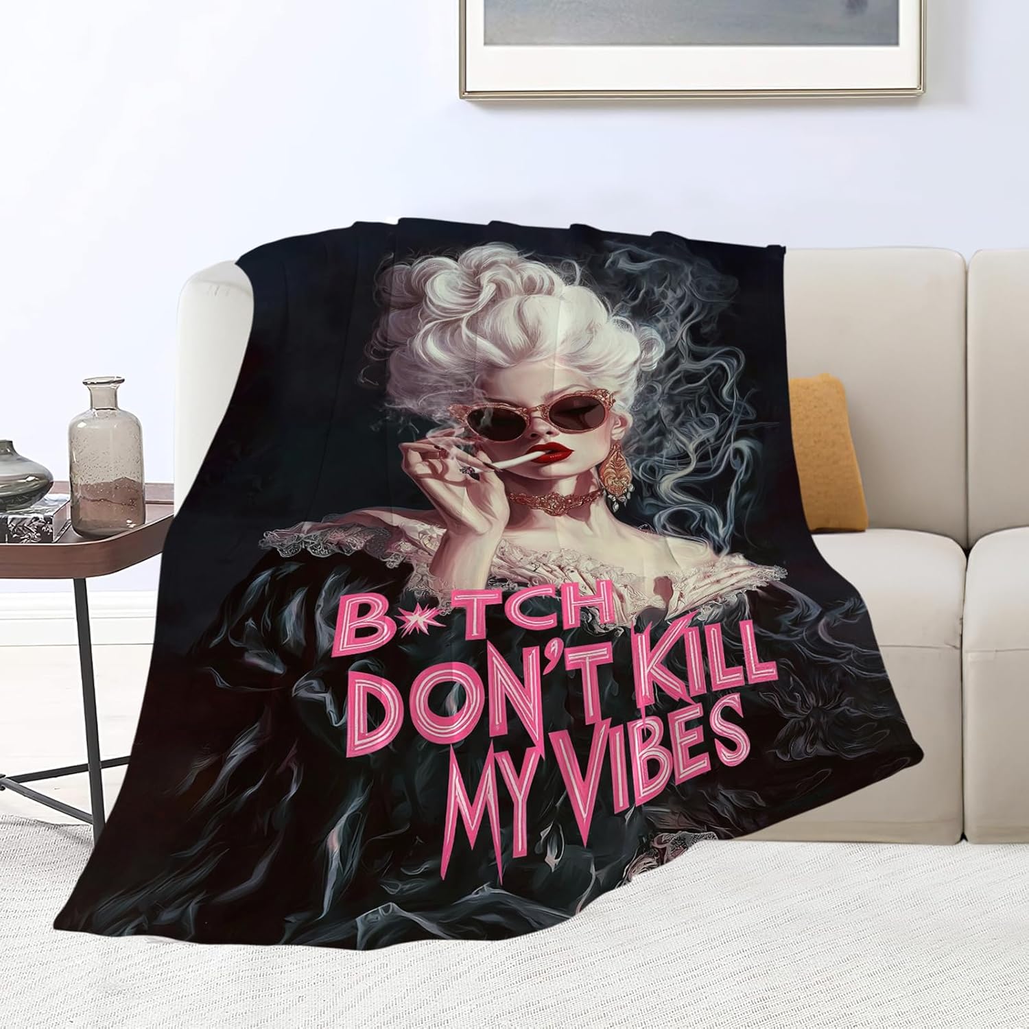 Vintage Woman Blanket Fashion Women Throw Blankets Gifts for Girls Boys Kids Soft Cozy Fleece Plush for Couch Sofa Bed 60"x50"