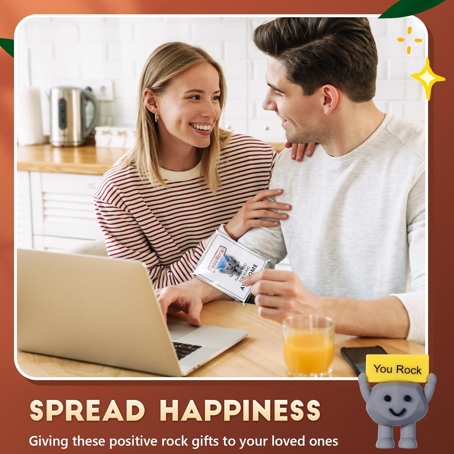 Gejoy 150 Pcs You Rock Gifts Set Include 50 Mini Rubber Rock 50 Motivational Card 50 Package Bag Positive Inspirational Gifts for Being Awesome Employee Coworker Staff Teacher Team Friends