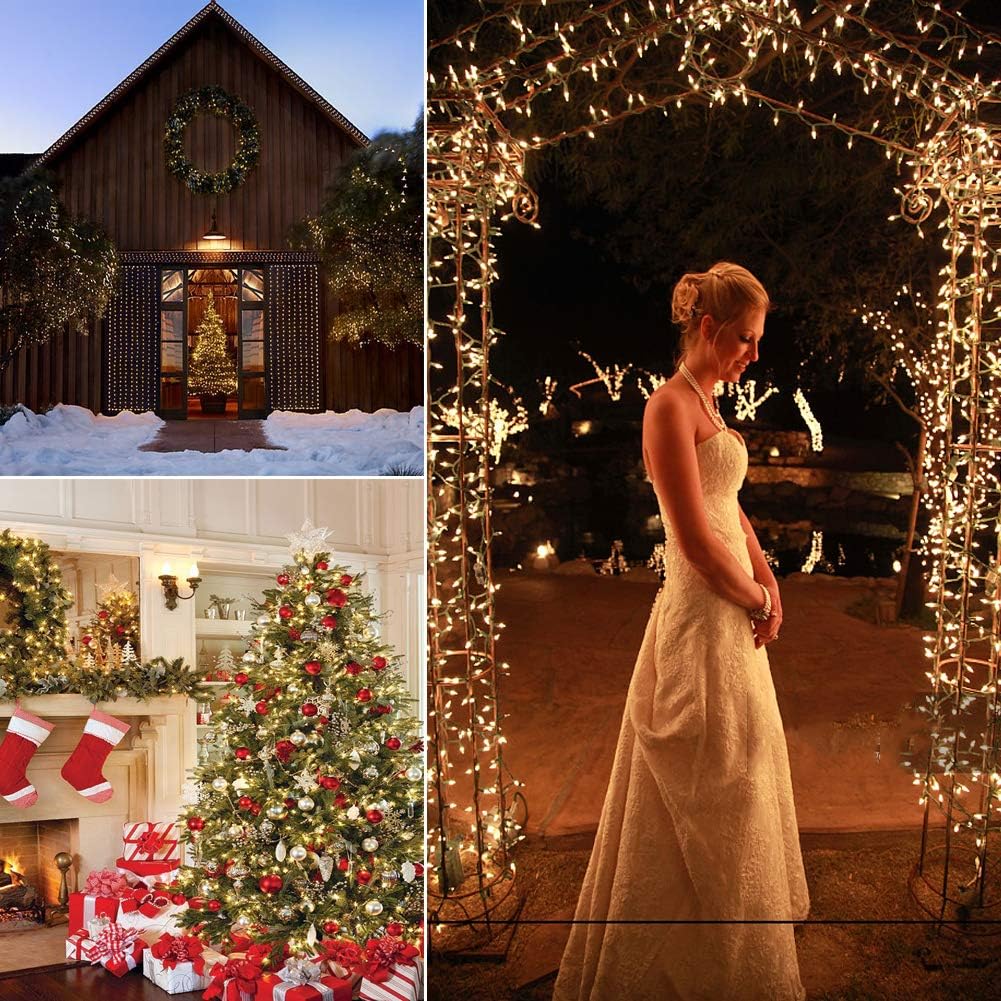 Christmas Lights with Timer Battery Operated String Lights 100 LED 8 Modes String Lights Clear Mini Light Set for Wedding Party Home Garden Wreath, Waterproof, Warm White
