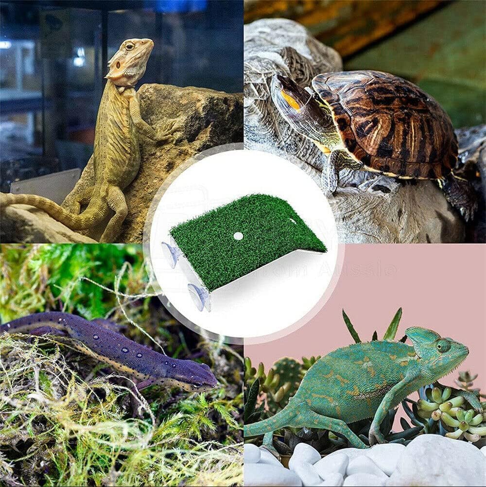 Turtle Basking Platform Lawn Resting Basking Platform Simulation Grass Ramps Tortoise Habitat Terrace Turtle Tank Accessories