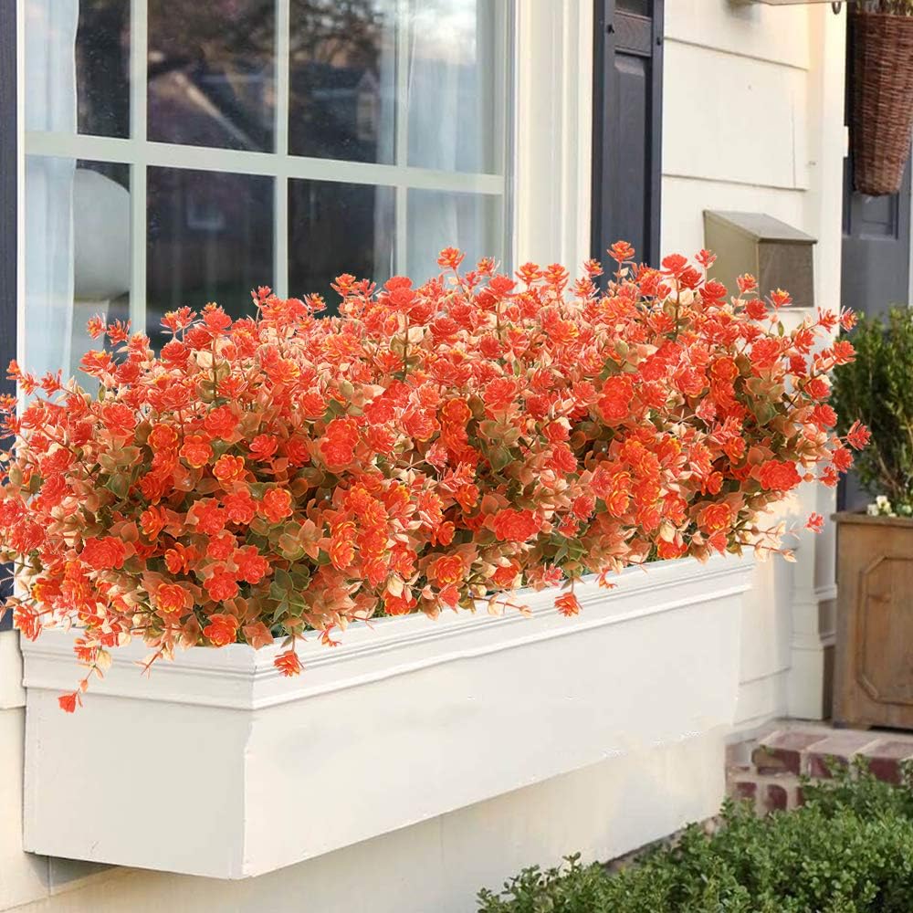 6 Bundles Artificial Fall Flowers No Fade Faux Autumn Plants, Fake Indoor Outdoor Greenery for Thanksgiving Christmas Wedding Party Home Garden Fireplace Décor (Multi)