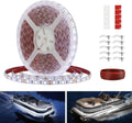 Pontoon LED Strip Lights, 12V 5M/16.4FT Waterproof Marine LED Light Boat Interior Lights, Boat Deck Light for Night Fishing, Ideal for Pontoon and Fishing Boat, Extension Cable Included (White)