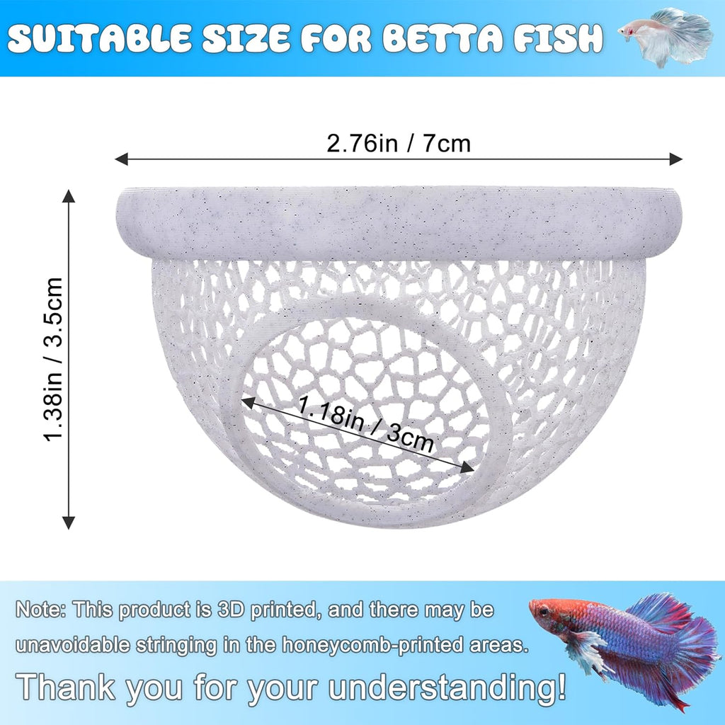 Floating Betta Hide & Shrimp Cave – 3D Printed Aquarium Hammock with Marble Texture, Feeder Ring & Rest Spot for Betta Fish, Nano Tanks, Corydoras, Shrimp – Safe PLA