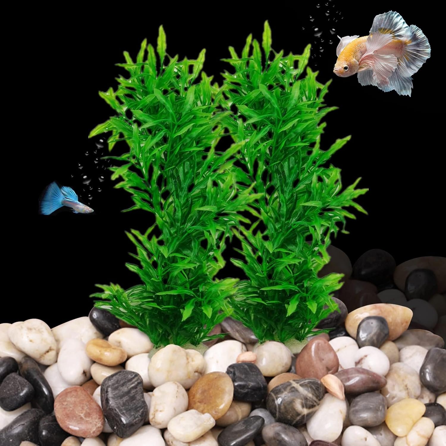 Tfwadmx Plastic Fish Tank Plants Decoration Artificial Seaweed Ornament for Fish Tank Decor Plastic Plant for Betta Shrimp 2 Pcs About 13 inch