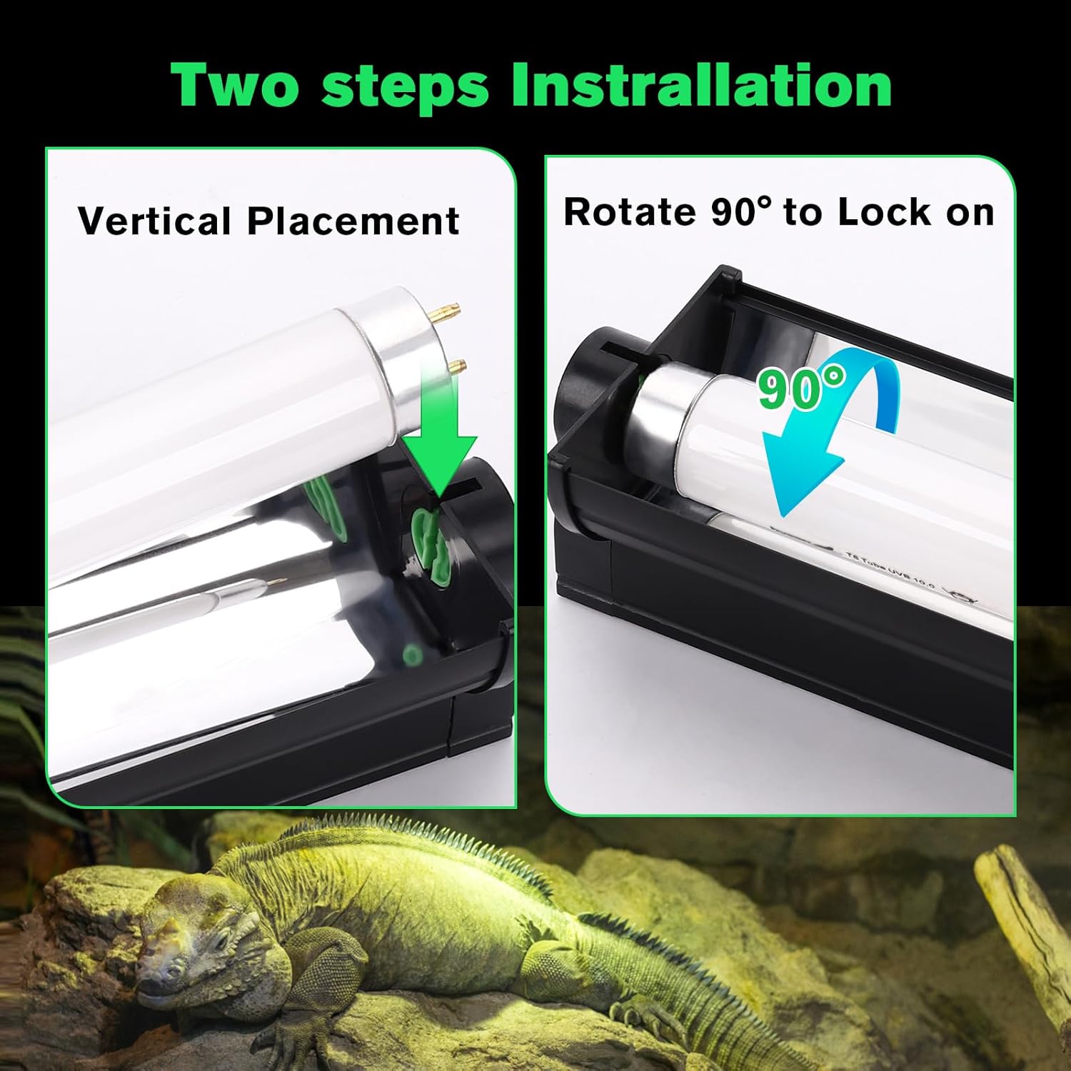 3-Pack UVB Reptile Light 10.0 Bulb 15W T8 Fluorescent Desert Lamp UVA for Bearded Dragon Tortoise Reptile & Amphibian