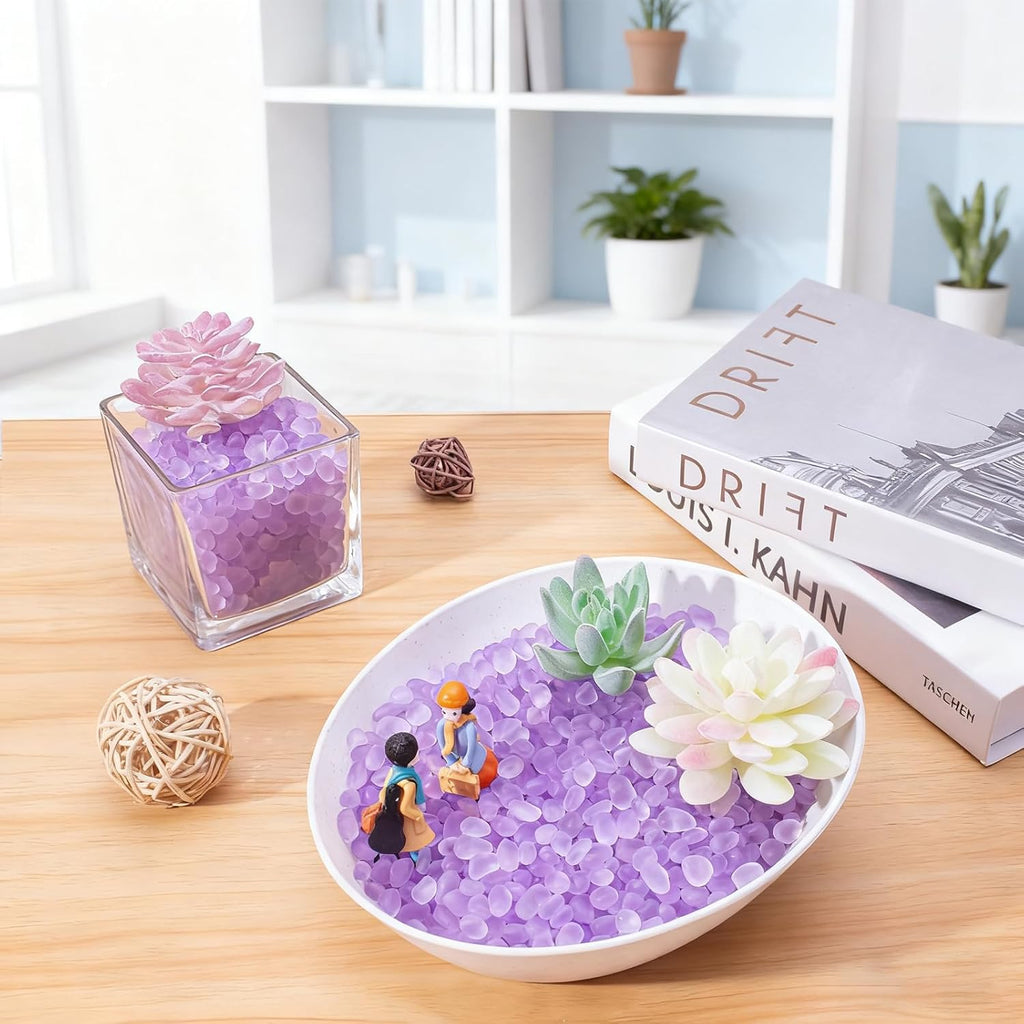 Keedolla Lavender Aquarium Rocks Betta Fish Tank Gravel 14oz Frosted Sea Glass Marbles Gemstones for Vase Fillers, DIY Crafts and Home Decor