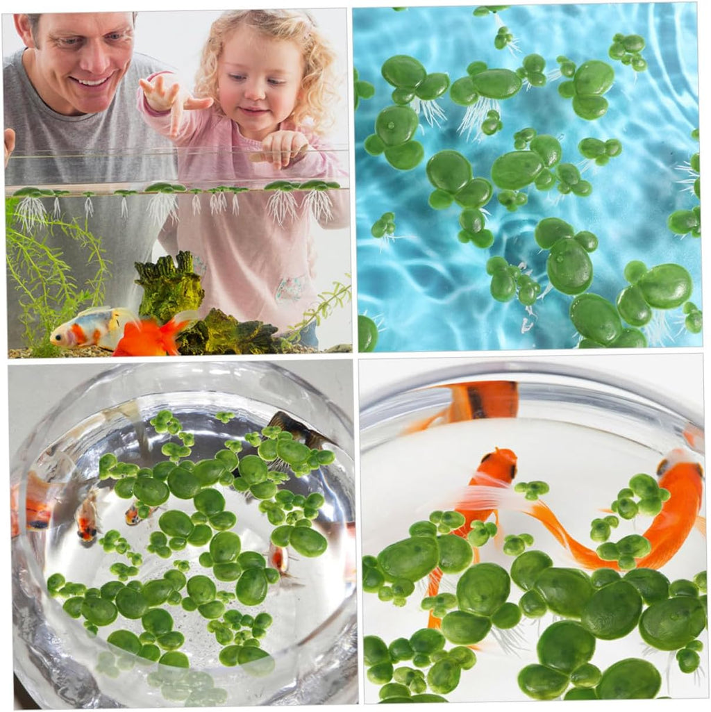 6 Pack Artificial Duckweed Floating Aquarium Plants with Roots Realistic Mini Fake Landscape Plants for Fish Tank Decorations Safe Plastic Accessories for Natural Underwater