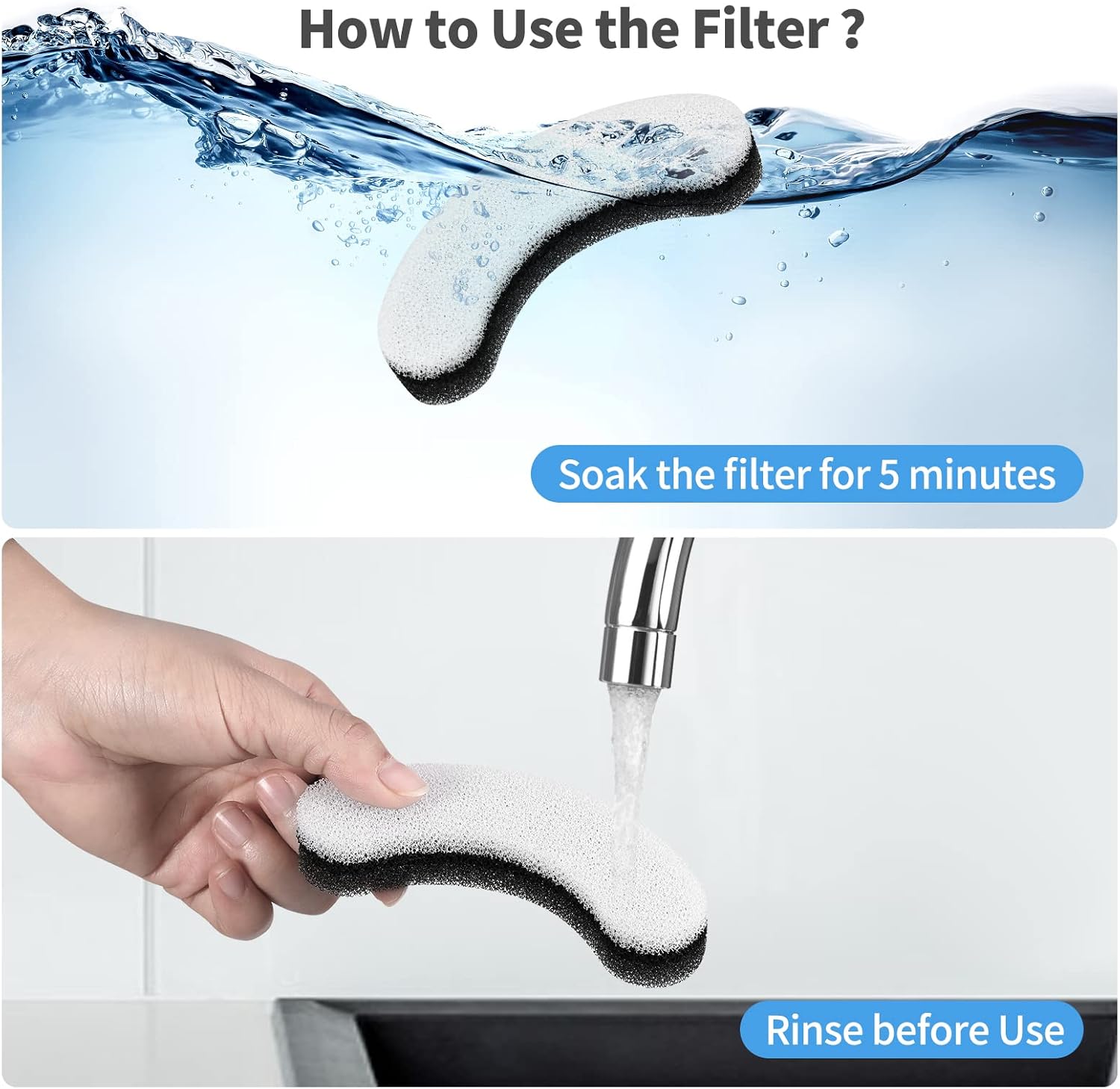 Cat Water Fountain Filters, 12 Pack Pet Fountain Replacement Foam Sponge Pre-Filters Fit for Clear Cat Water Fountain Dispenser