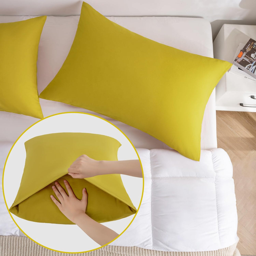 JELLYMONI Pillowcases Standard Set of 2 Cotton Envelope Pillow Covers Ginger 20×26in Bed Pillow Cases 100% Washed Cotton Soft Breathable (Pillows are not Included)
