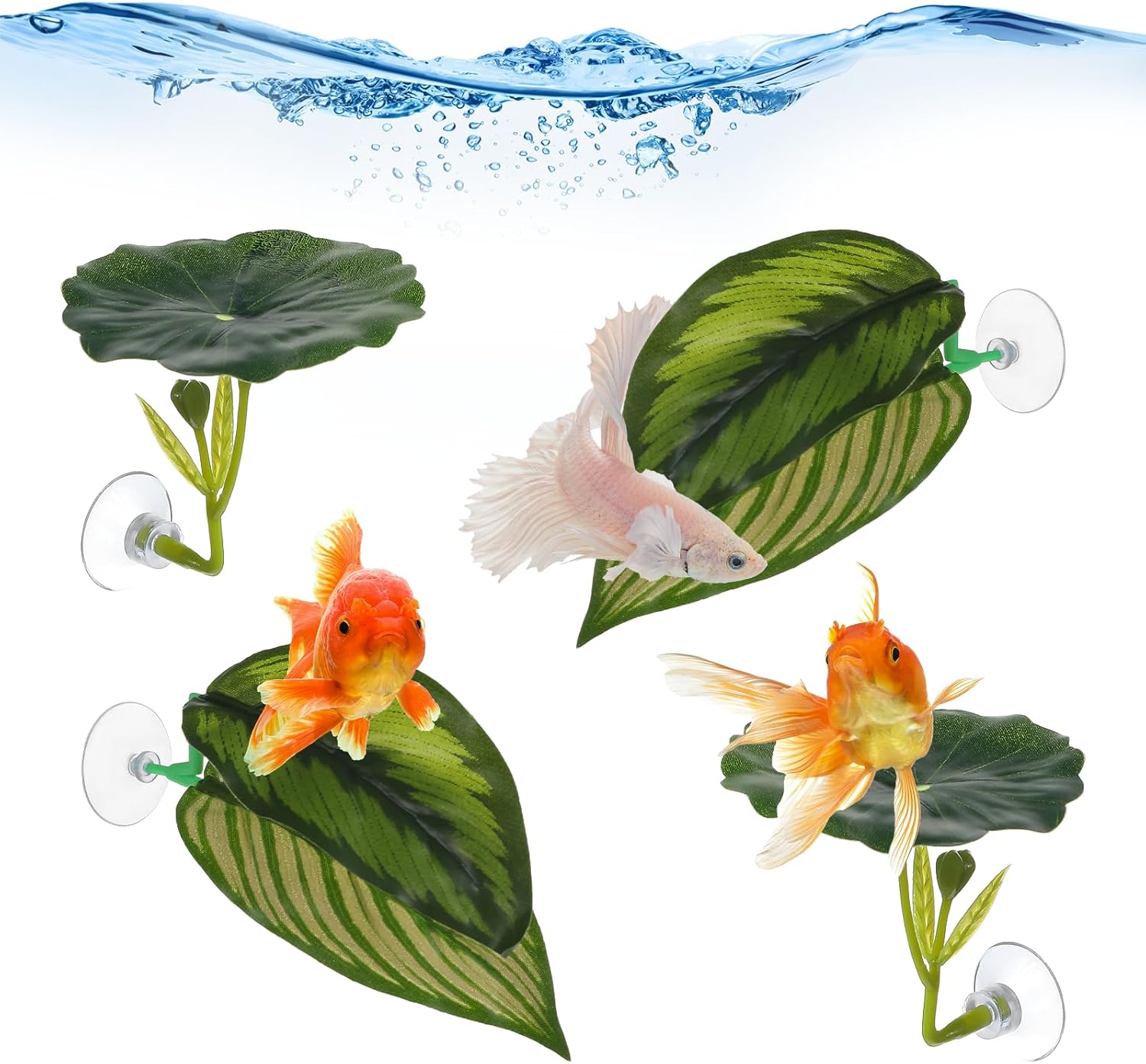 4 Pcs Betta Leaf Hammock Betta Fish Tank Decor Plastic Plants Practical Resting Spot Fish Leaf Pad Aquarium Decor for Sleeping Hiding Playing Breeding