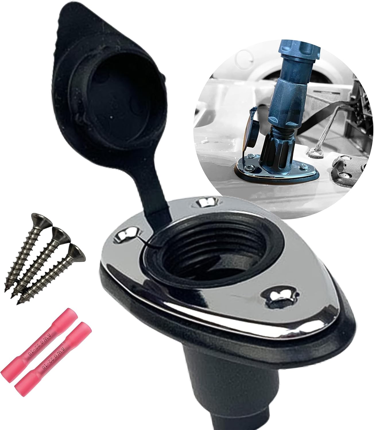 YOLOtek Veteran Owned - PERKO Port Kit (Teardrop) - Threaded Base Secure Boat Navigation Lights for Stern or Bow - Boat Accessories
