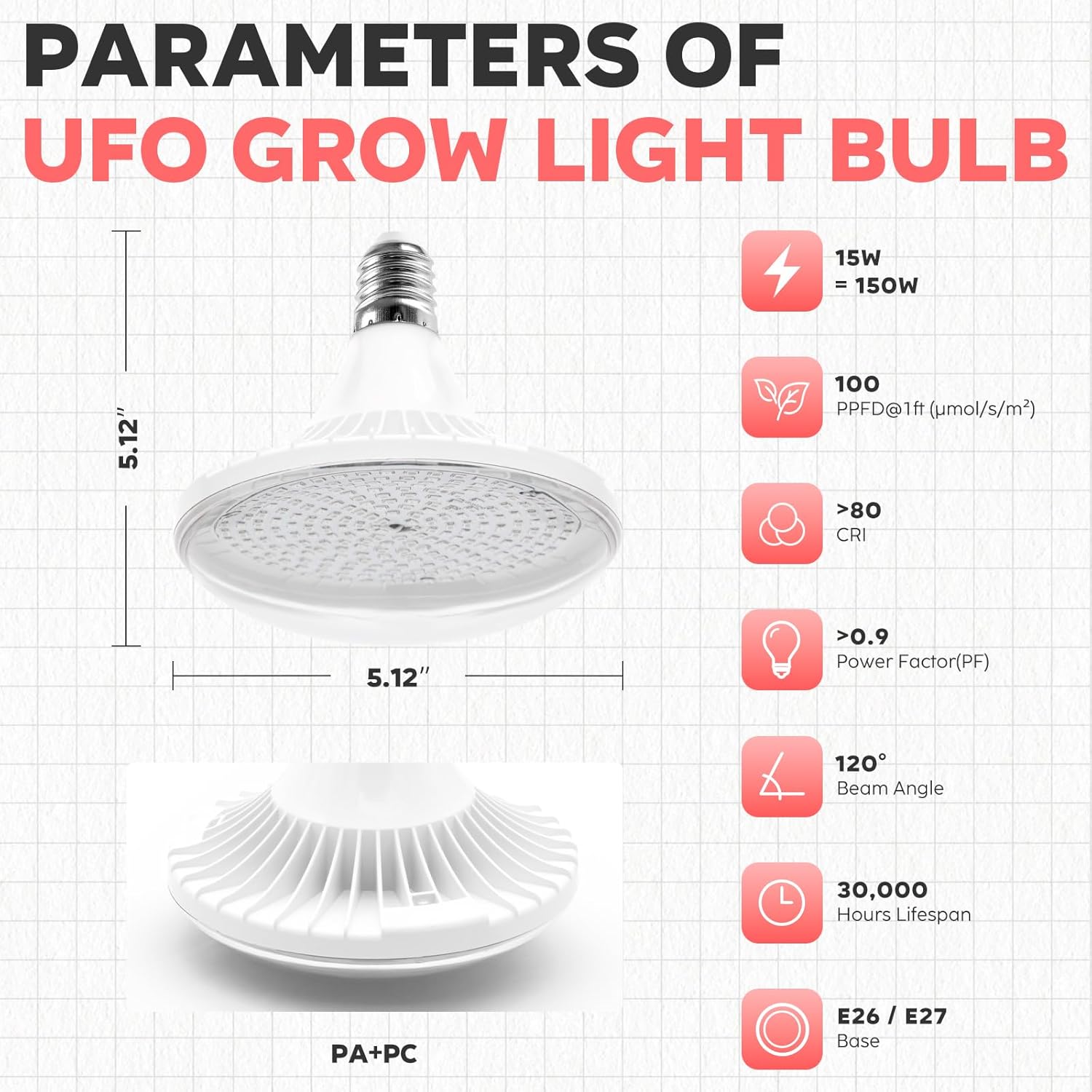 Hanging Grow Lights for Indoor Plants, UFO Far Red Therapy LED Light, 150w Grow Spectrum Enhancement Plant Light, 730nm, Used for Flowering and Fruiting, Perfect Sun-loving Flowers and Succulents