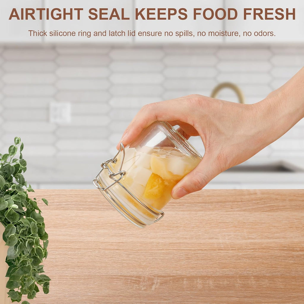 6 Pack Spice Jars, 8 oz Glass Containers with Airtight Lids, Small Herb Jars with Labels for Kitchen Storage